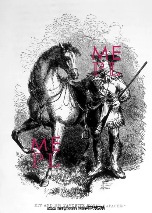 : Kit Carson (1809-1868) with his horse Apache ? : Kit Carson (1809-1868) with his horse Apache ?