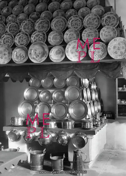 : The kitchen of Castle Favorite in Baden- Baden, 1930s : The kitchen of Castle Favorite in Baden- Baden, 1930s