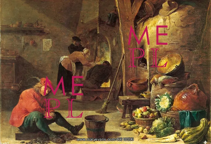 : The Kitchen by David Teniers the Younger : The Kitchen by David Teniers the Younger