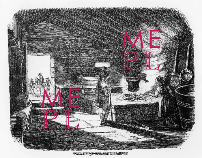 : Kitchen in a hut, 19th century : Kitchen in a hut, 19th century