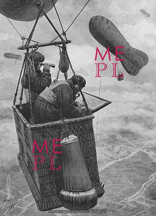 : A Kite Balloon car over the Western Front, WW1 : A Kite Balloon car over the Western Front, WW1