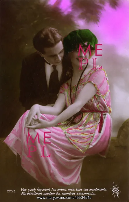 : Kitsch French romantic postcard : Kitsch French romantic postcard