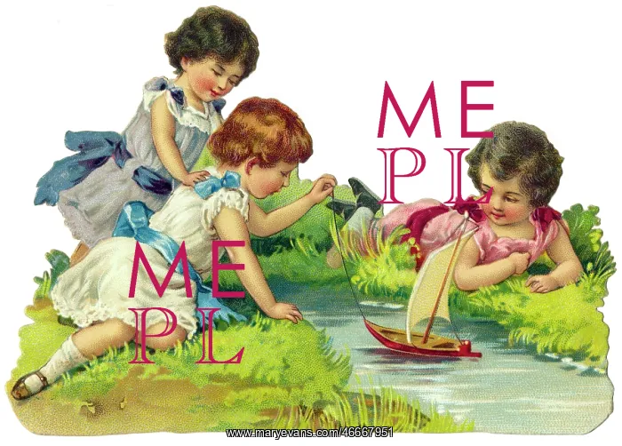 : kitsch, hokum, children playing with sailing