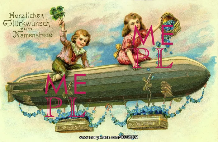  : kitsch  /  souvenir, greetings card with zeppelin