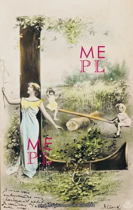 : kitsch / souvenir, postcard, initials, photomontage : kitsch / souvenir, postcard, initials, photomontage