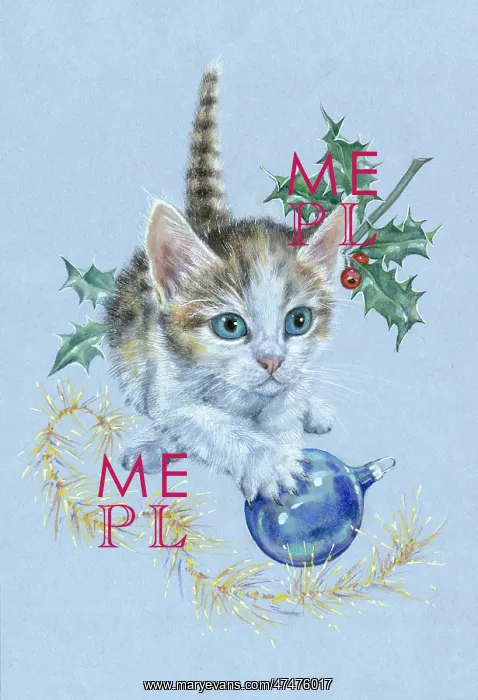: Kitten playing with a Christmas bauble : Kitten playing with a Christmas bauble