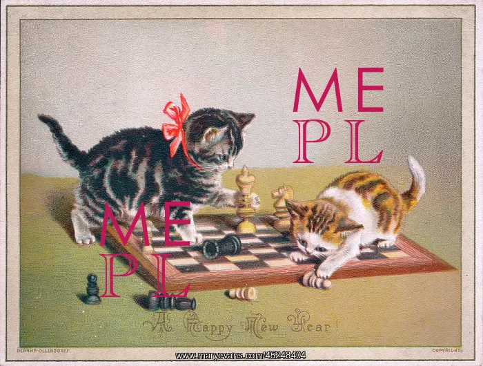 : Two kittens on a New Year card : Two kittens on a New Year card