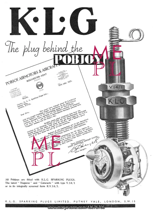 : KLG Aircraft Sparking Plugs : Pobjoy : KLG Aircraft Sparking Plugs : Pobjoy
