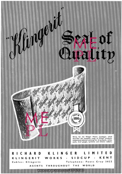 : Klingerit Compressed Asbestos Jointing & Gaskets : Klingerit Compressed Asbestos Jointing & Gaskets