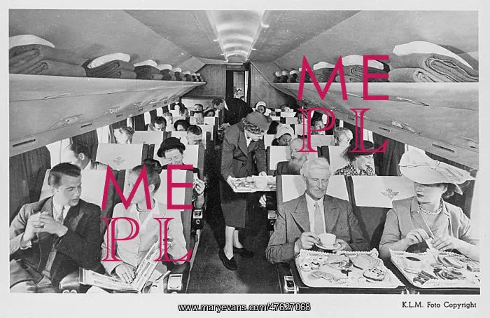 : KLM Constellation plane interior with passengers : KLM Constellation plane interior with passengers