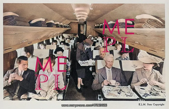 : KLM Constellation plane interior with passengers : KLM Constellation plane interior with passengers