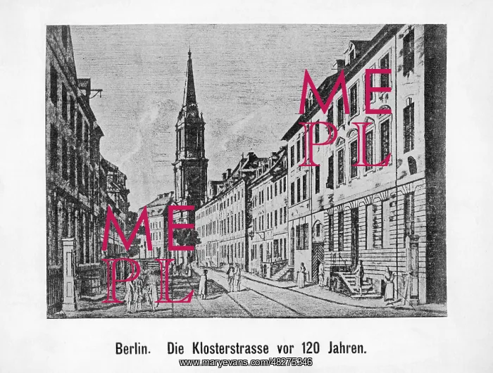: Klosterstrasse in Berlin, around 1850 : Klosterstrasse in Berlin, around 1850