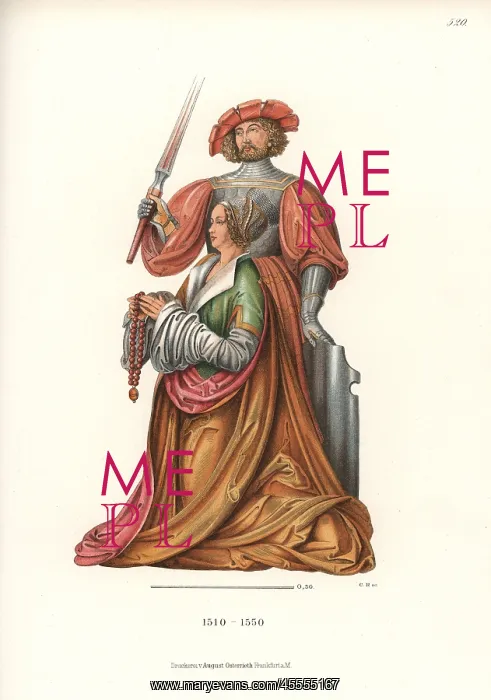: Kneeling woman with a knight in armor standing behind her : Kneeling woman with a knight in armor standing behind her