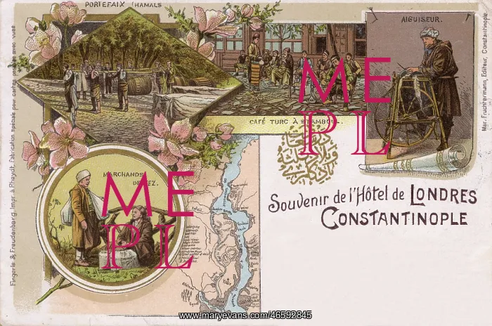 : Knife Sharpener, Coffeehouse, Porters, Fez Seller and Map : Knife Sharpener, Coffeehouse, Porters, Fez Seller and Map