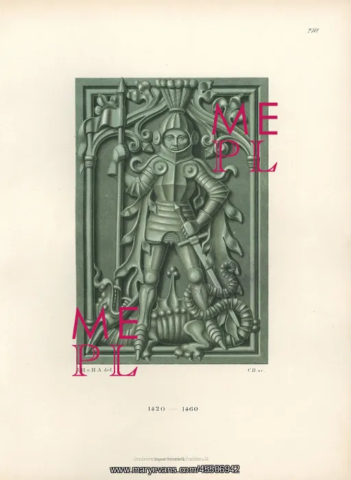 : Knight in armor with sword and lance standing : Knight in armor with sword and lance standing