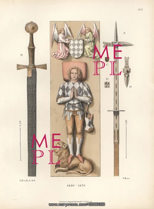 : Knight of the mid 15th century in battle armor with weapons : Knight of the mid 15th century in battle armor with weapons