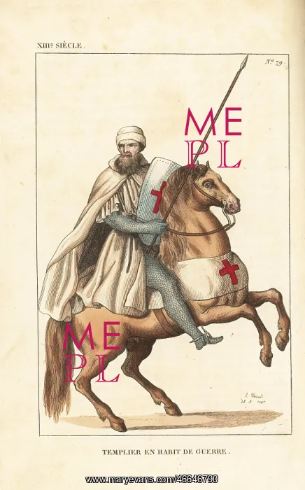 : Knight Templar in combat uniform, 13th century : Knight Templar in combat uniform, 13th century