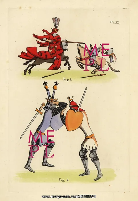 : Knights in combat, 14th century : Knights in combat, 14th century