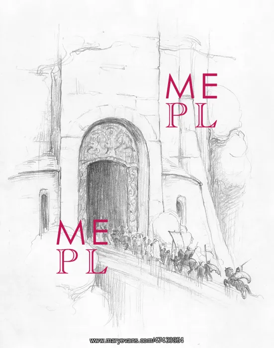 : Knights crossing a bridge to enter a castle : Knights crossing a bridge to enter a castle