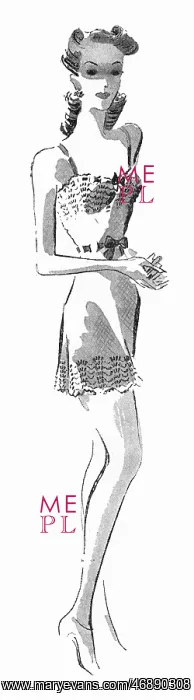 : Knitted bedtime clothes, circa 1941 : Knitted bedtime clothes, circa 1941