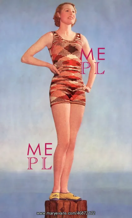 : Knitted swimming costume, c.1935 : Knitted swimming costume, c.1935