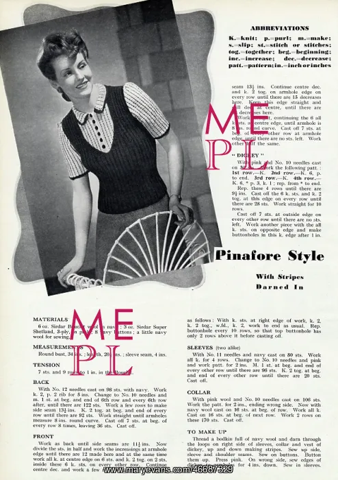 : Knitting pattern 1941 : Knitting pattern 1941
