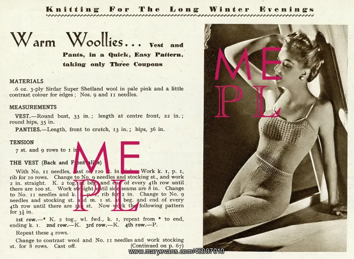  : Knitting pattern 1943