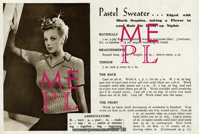 : Knitting pattern 1943 : Knitting pattern 1943
