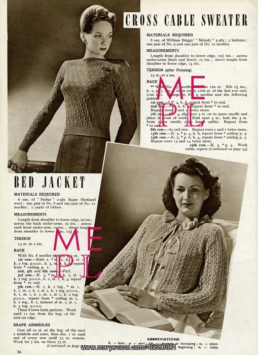 : Knitting pattern 1944 : Knitting pattern 1944