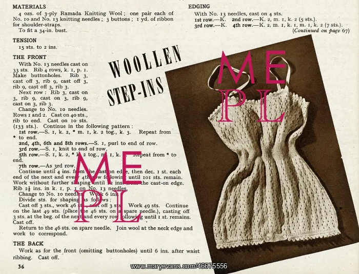 : Knitting pattern 1945 : Knitting pattern 1945
