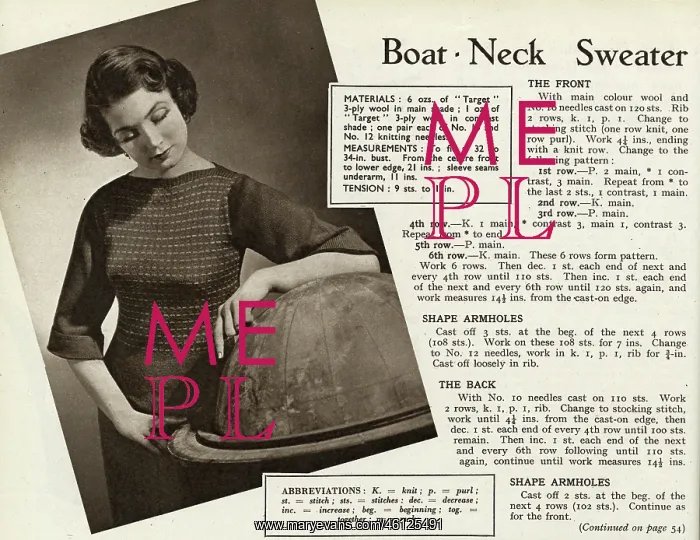 : Knitting pattern 1949 : Knitting pattern 1949