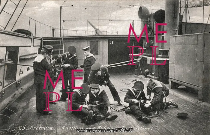 : Knotting Class, Training Ship Arethusa, Greenhithe, Kent : Knotting Class, Training Ship Arethusa, Greenhithe, Kent
