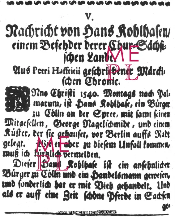 : Kohlhase, Hans, + 22.3.1540, German merchant : Kohlhase, Hans, + 22.3.1540, German merchant