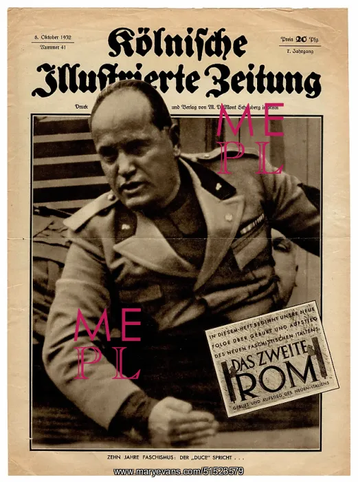 : Kolnische Illustrierte Zeitung No. 41 - Mussolini cover : Kolnische Illustrierte Zeitung No. 41 - Mussolini cover
