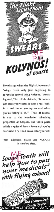 : Kolynos Toothpaste 1943 Advert : Kolynos Toothpaste 1943 Advert