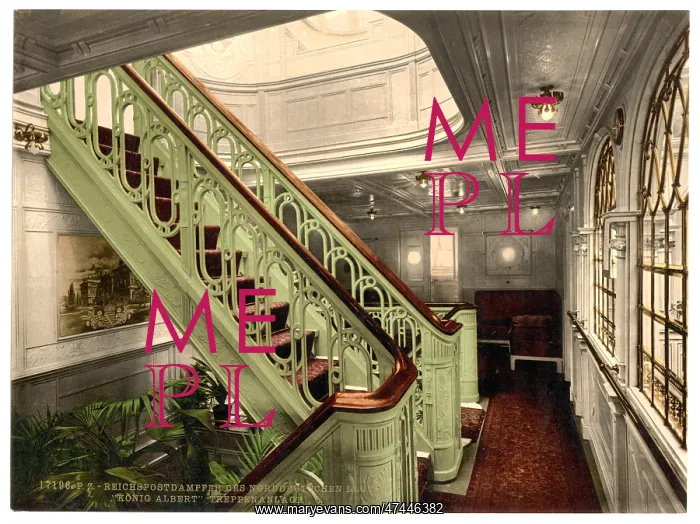 : Konig Albert, staircase, North German Lloyd, Royal Mail Stea : Konig Albert, staircase, North German Lloyd, Royal Mail Stea