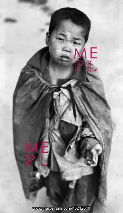 : Korean War: A young Korean boy begging for ? : Korean War: A young Korean boy begging for ?