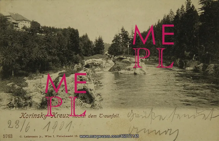 : Korinsky cross next the Traunfall. 1901. Collotype : Korinsky cross next the Traunfall. 1901. Collotype