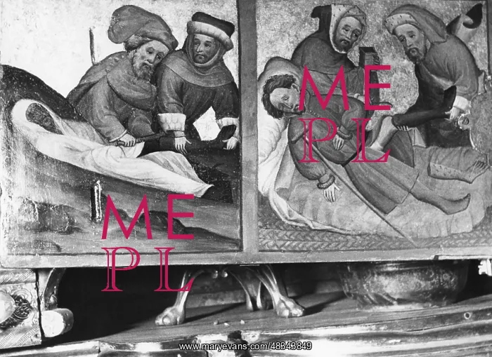 : Kosmas and Damian during an operation, 1420 : Kosmas and Damian during an operation, 1420