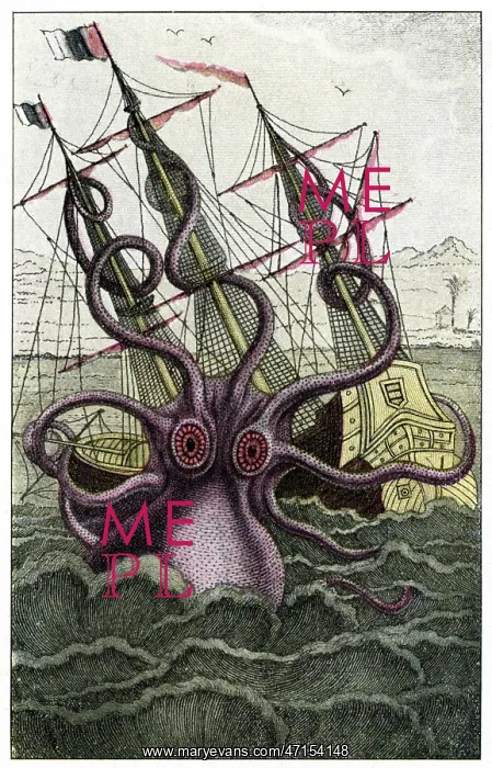 : Kraken Attacks a Ship : Kraken Attacks a Ship