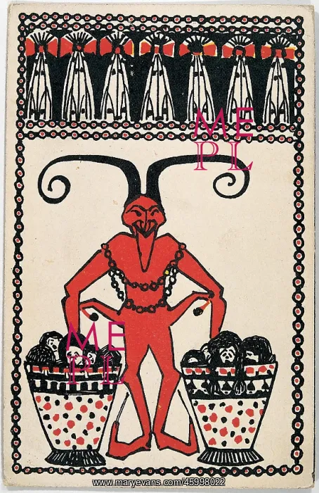 : Krampus (Devil) with baskets : Krampus (Devil) with baskets