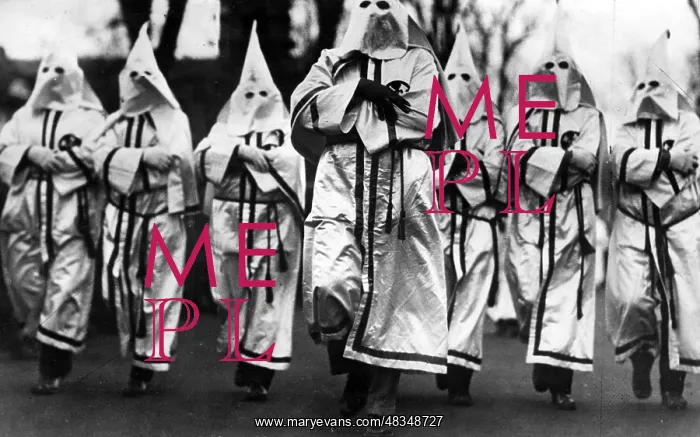 : Ku Klux Klan members at a march, 1925 : Ku Klux Klan members at a march, 1925