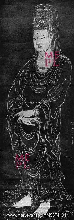 : Kuan-yin. Rubbing from Chinese stone engraving : Kuan-yin. Rubbing from Chinese stone engraving