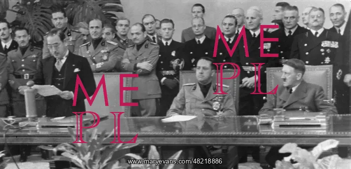  : Kurusu, Ciano and Hitler at the reading of the Tripartit