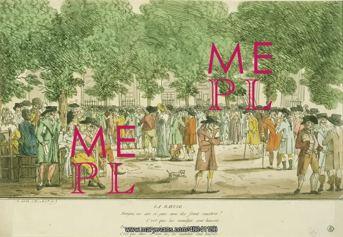 : La Baisse. The decrease. Anonymous engraving. Paris, musee Carnavalet : La Baisse. The decrease. Anonymous engraving. Paris, musee Carnavalet