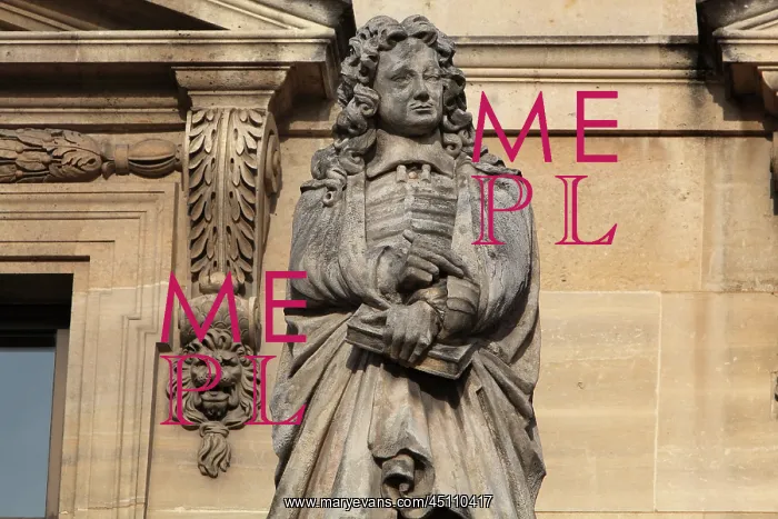 : La Bruyere statue, Cour Napoleon, Louvre, Paris, France : La Bruyere statue, Cour Napoleon, Louvre, Paris, France