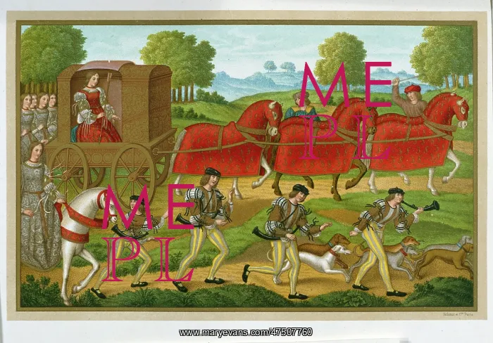: La Chasse des Dames – Medieval scene : La Chasse des Dames – Medieval scene