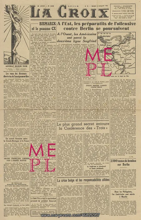 : La Croix front page Red Army advance on Berlin : La Croix front page Red Army advance on Berlin