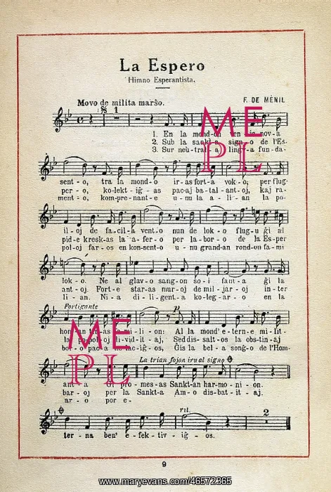  : La Espero (The Hope), hymn for the Esperanto