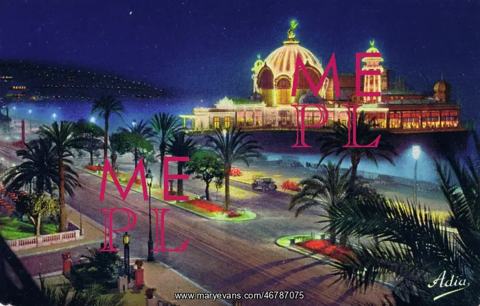: La Jetee Promenade on the Nice seafront lit up at night : La Jetee Promenade on the Nice seafront lit up at night